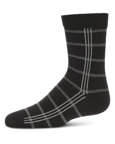 Boxed-Stripe Fine-Gauge Crew Sock (Big Kid)