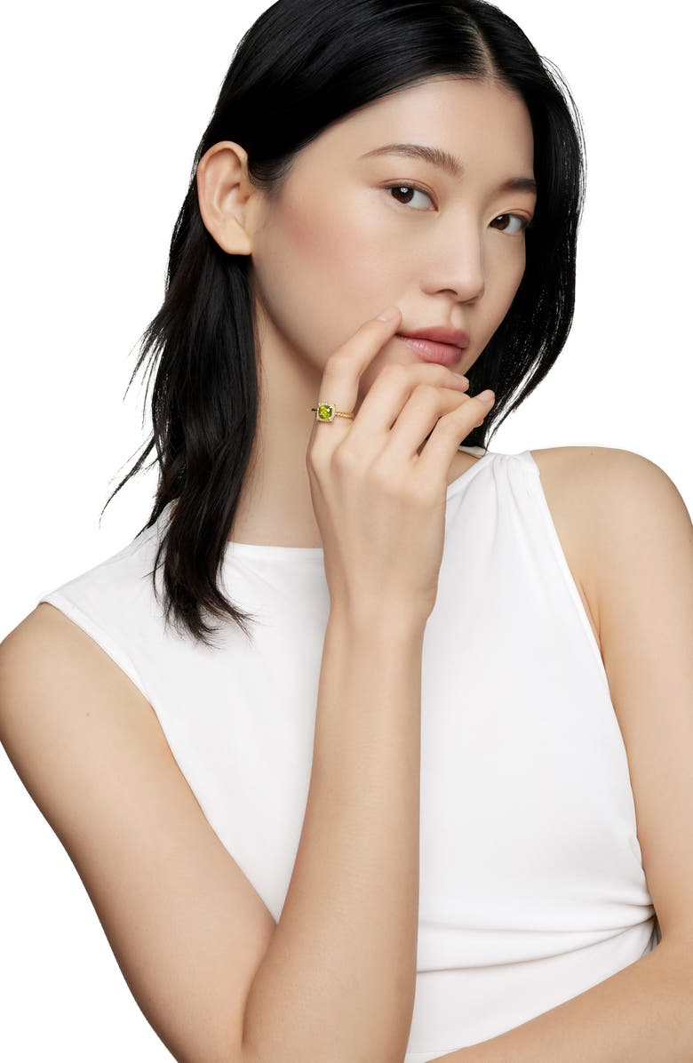 David Yurman Petite Chatelaine<sup>®</sup> Pavé Bezel Ring, Alternate, color, Yellow Gold/ Peridot