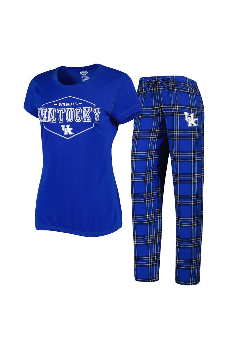 CONCEPTS SPORT Women's Concepts Sport Royal/Black Kentucky Wildcats Badge T-Shirt & Flannel Pants Sleep Set, Main, color,