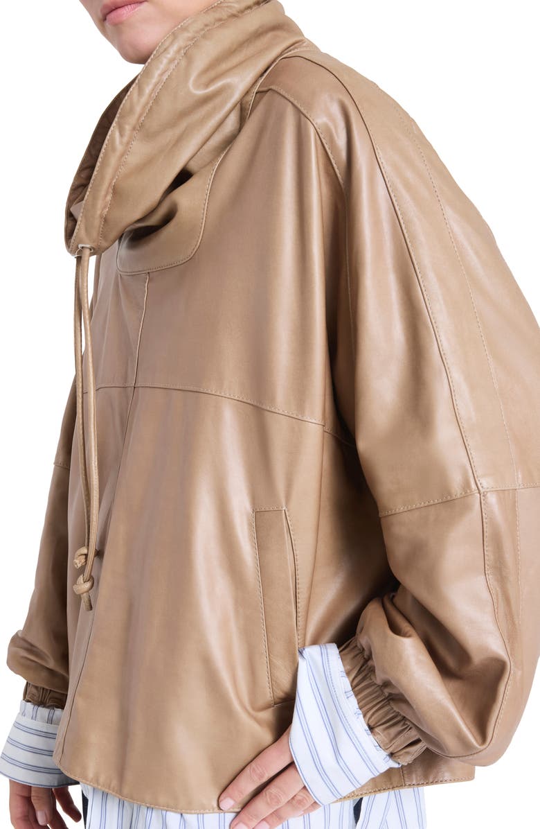 TWP Pull Me Over Leather Poncho Top, Alternate, color, Olive Grey