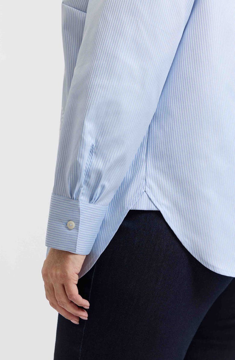 Foxcroft Meghan Stripe Embroidered Cotton Button-Up Shirt, Alternate, color, 