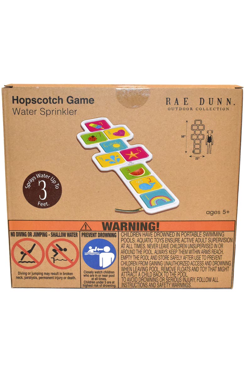 Rae Dunn Hopscotch Game Water Sprinkler 58X22 Inch, Coconut Float, Age 5+, Alternate, color, Multicolored