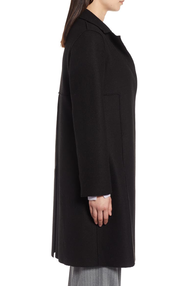 Raw Edge Wool-Blend Clutch Coat, Alternate, color, BLACK