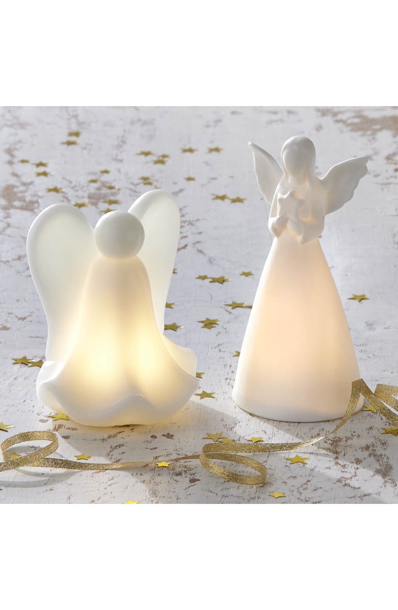 tag Starry Angel LED Decorative Sculpture White Ceramic Candle Holder, Alternate, color, White