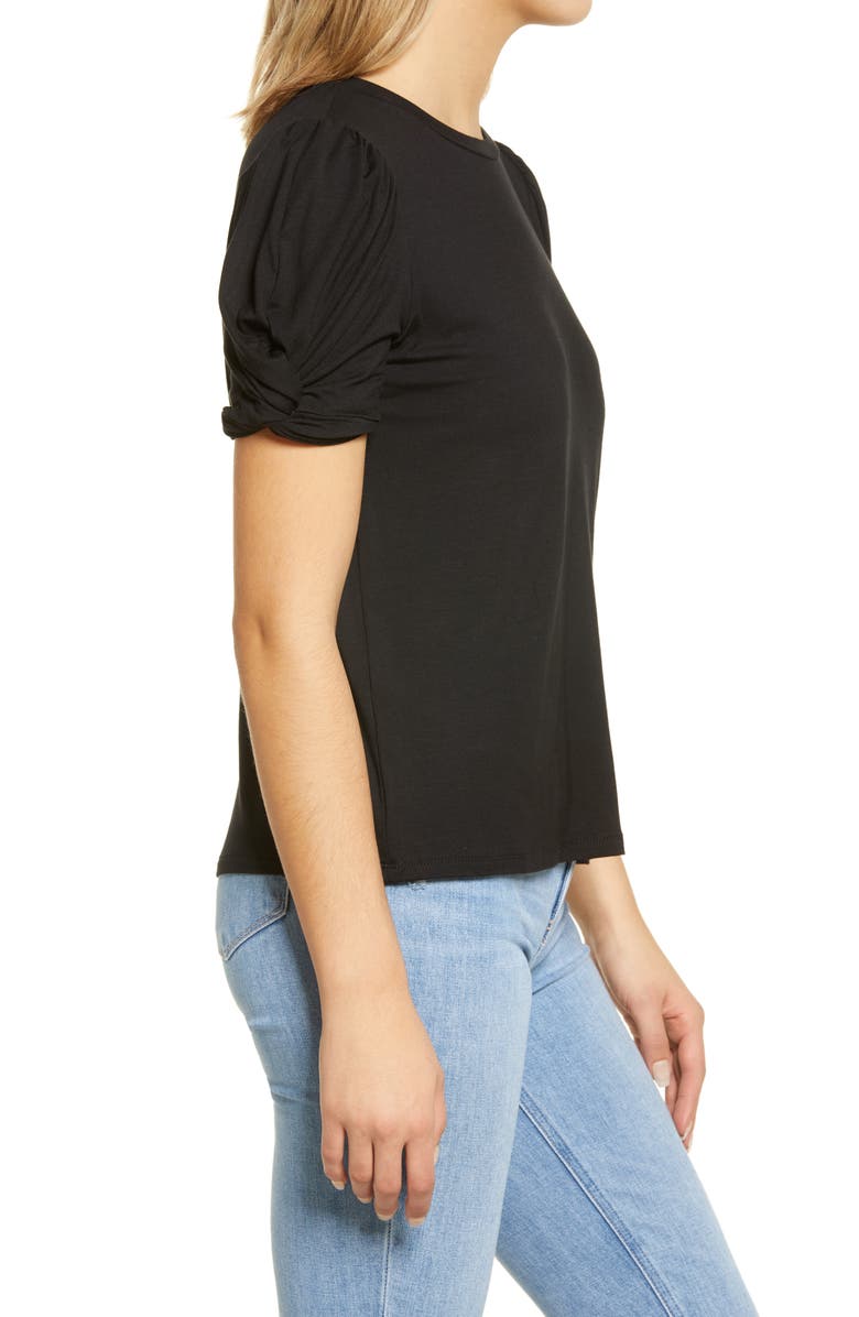 English Factory Twisted Sleeve Stretch Knit Top, Alternate, color, 