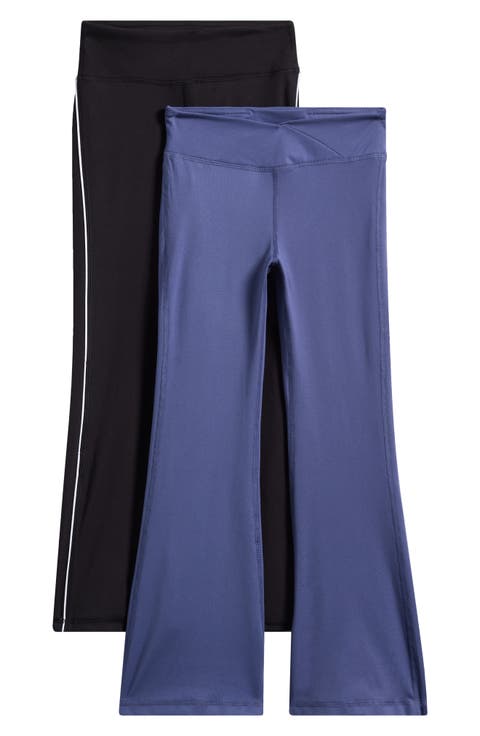 Kids' 2-Pack Crossover Piped Jersey Wide Leg Leggings