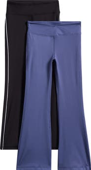 90 DEGREE BY REFLEX Kids' 2-Pack Crossover Piped Jersey Wide Leg Leggings