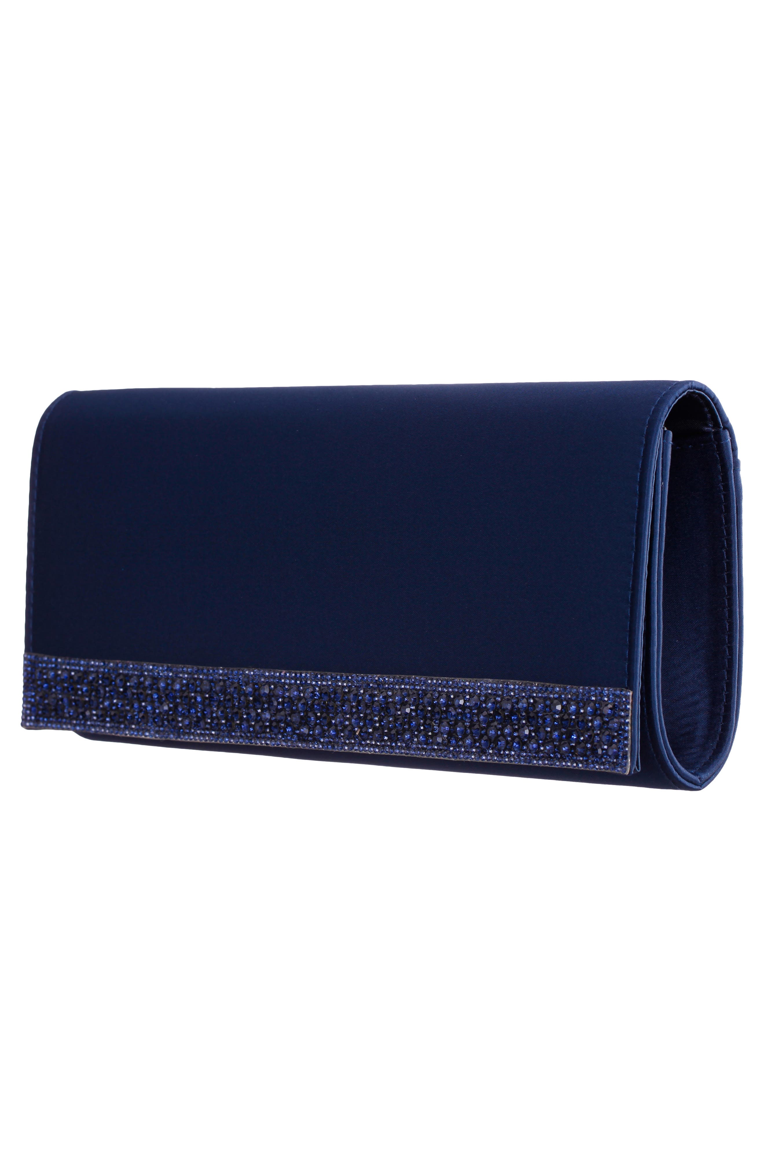 Aurella Crystal Trim Clutch, Alternate, color, NAVY