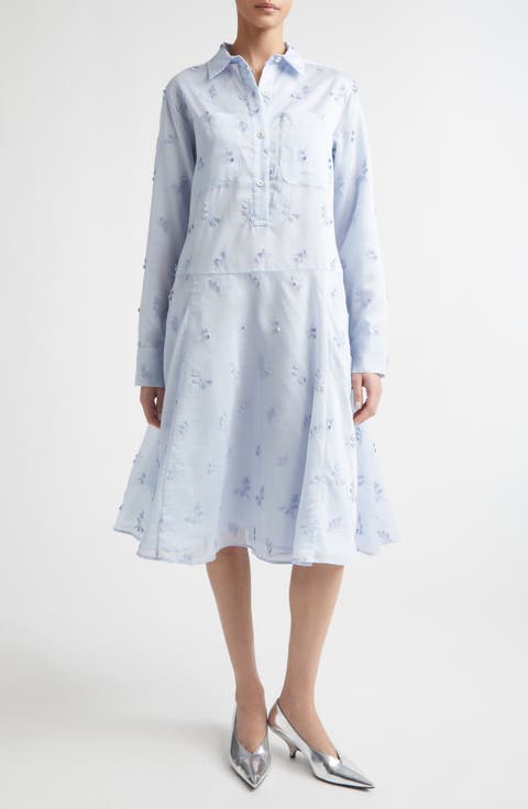Carmel Embroidered Long Sleeve Shirtdress