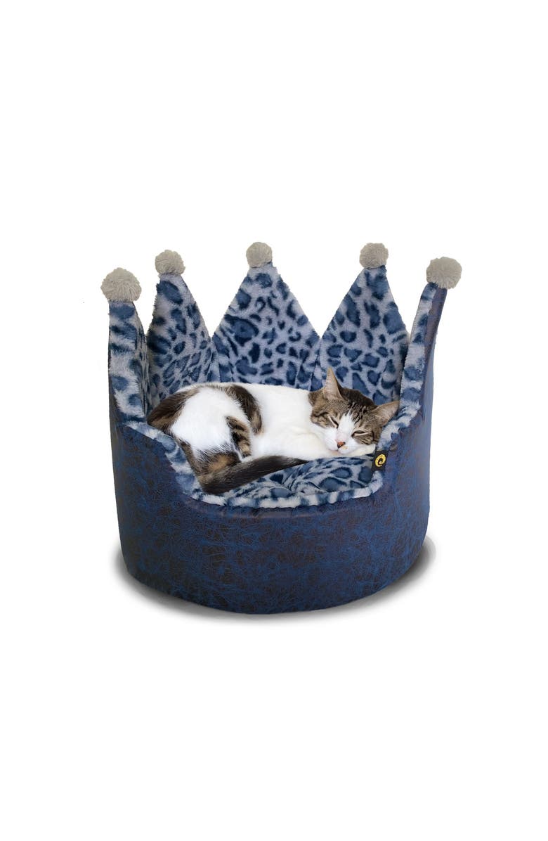 Precious Tails Leopard Crown Small Dog Bed, Alternate, color, 