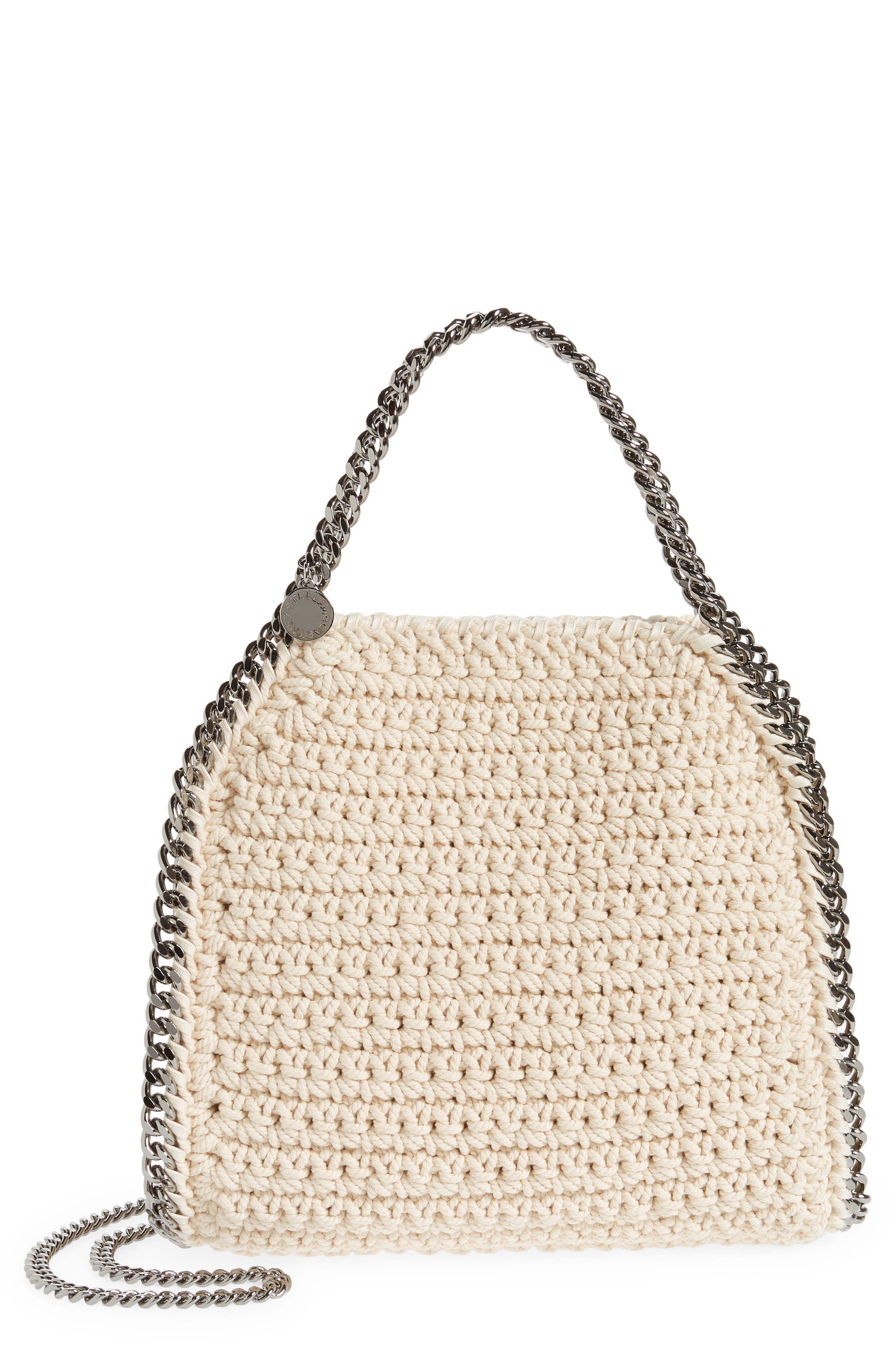 Stella McCartney Mini Falabella Crocheted Cotton Tote, Main, color, 
