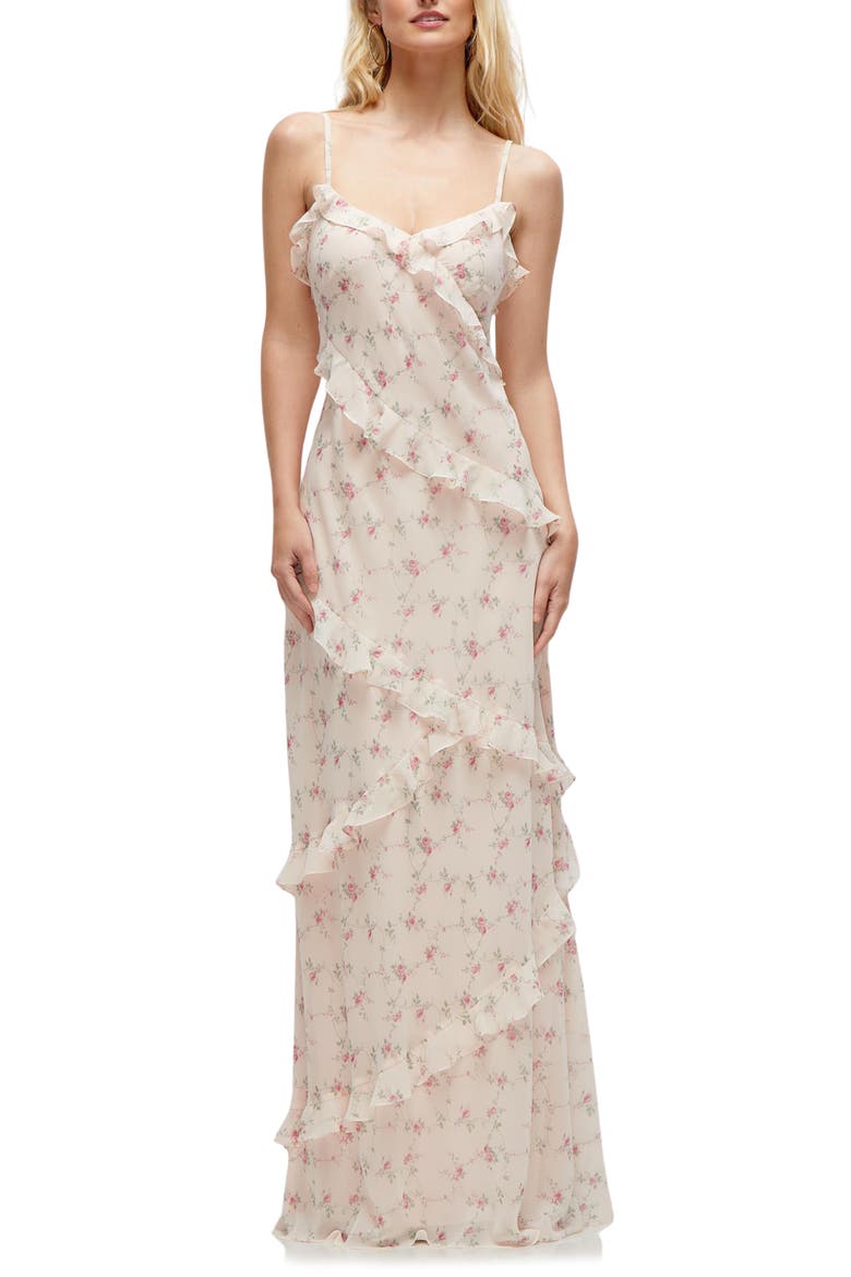 Ruffle Slip Maxi Dress, Main, color, COQUETTE FLORAL PRINT