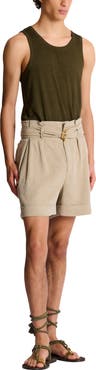Balmain Cotton and linen Bermuda shorts with T-Bar belt