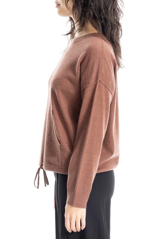 Max Studio Drawstring Hem Pullover Sweater In Cocoa