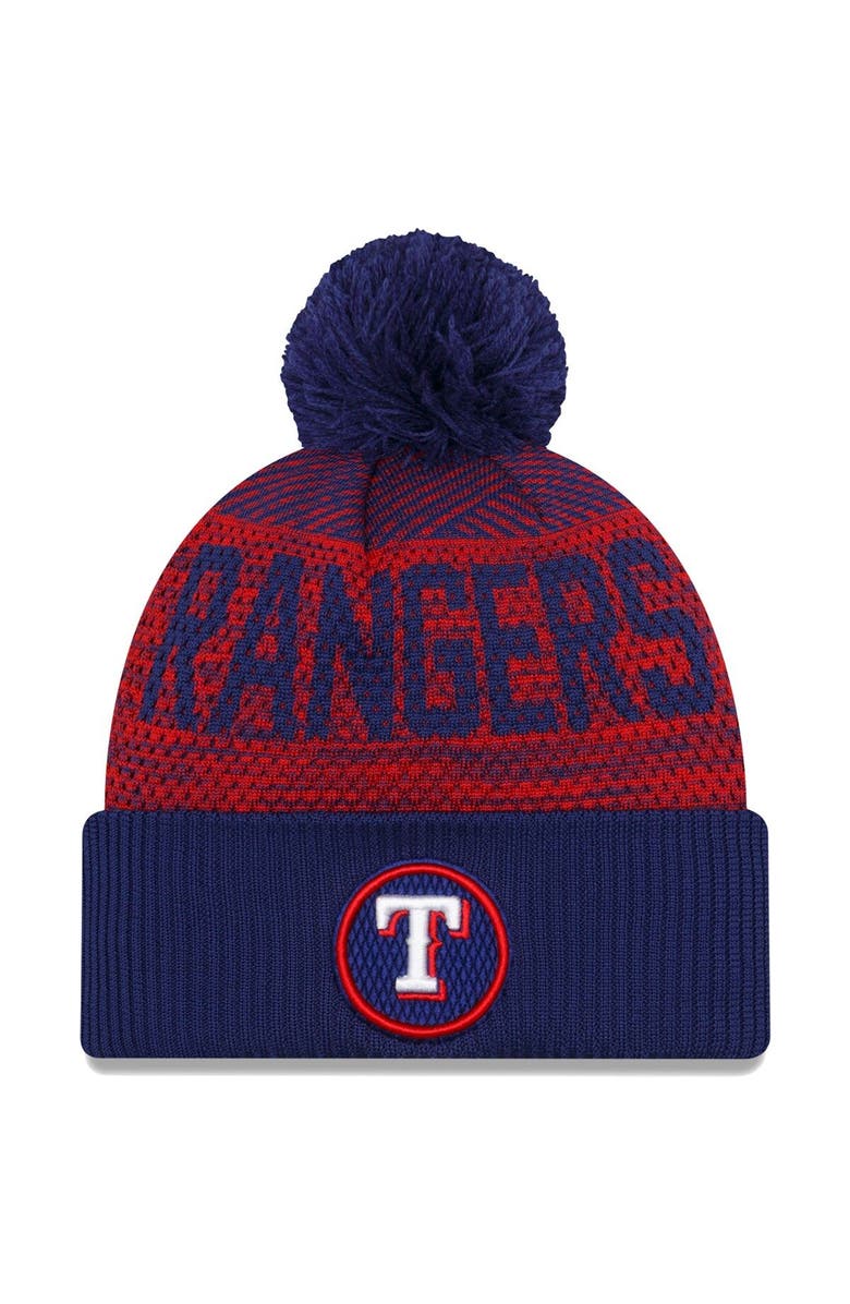 New Era Men's New Era Royal Texas Rangers Authentic Collection Sport Cuffed Knit Hat with Pom, Main, color, 
