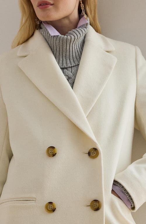Ralph Lauren Lauren  Double Breasted Wool Blend Reefer Coat In Neutral