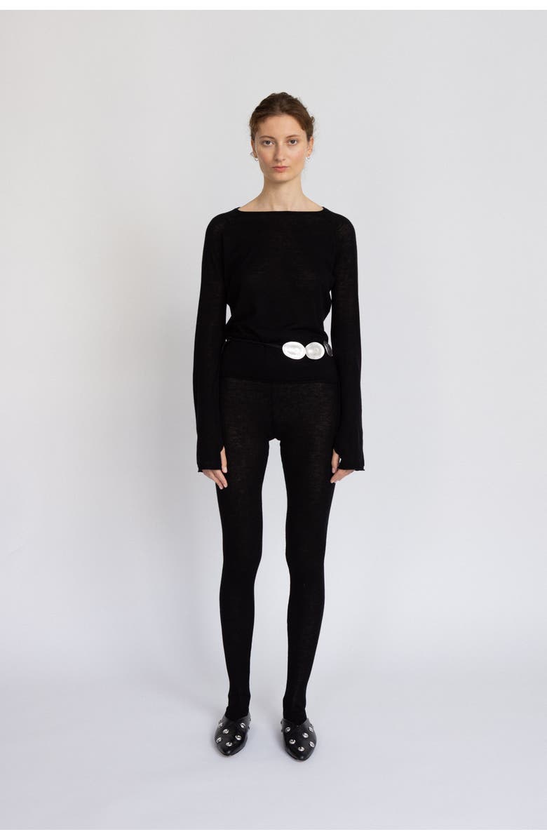 Alas Merino Wool Sheer Top, Alternate, color, Black