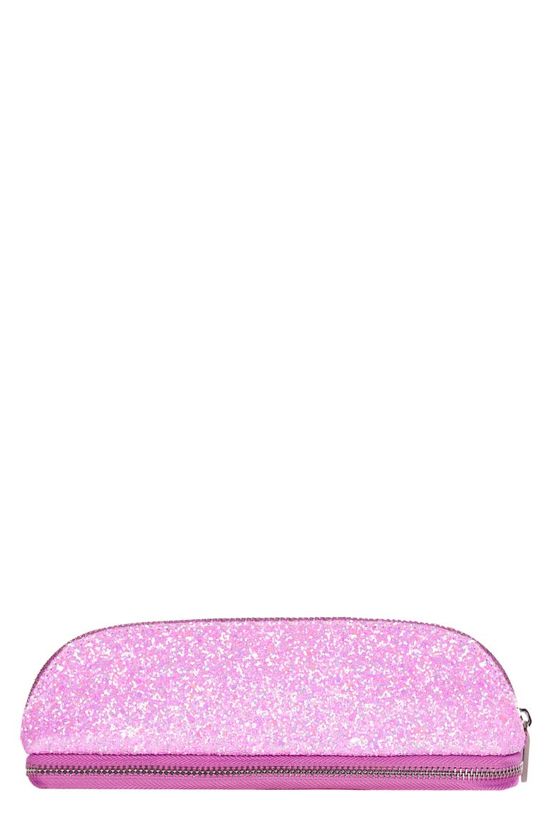 Glitsy Pink Makeup Brush Cosmetics Case, Main, color, NO COLOR