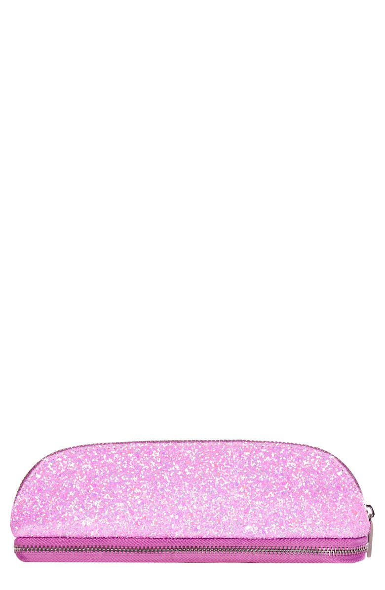Skinnydip Glitsy Pink Makeup Brush Cosmetics Case, Main, color, 