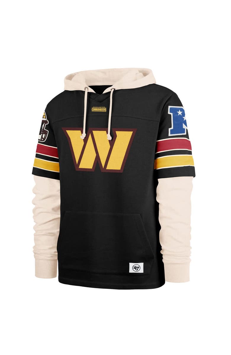 '47 Men's '47  Black Washington Commanders Split Zone Cornerback Duo Hoodie, Alternate, color, Black