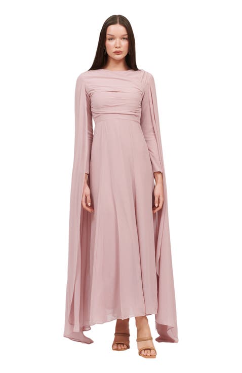 Modest Ruffle Dress Maxi With Abstract Print