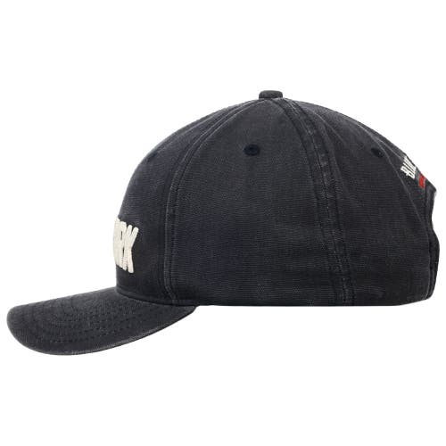 Blue Marlin New York Chainstitch Embroidered Pigment Washed Canvas Uncle Cap In Black