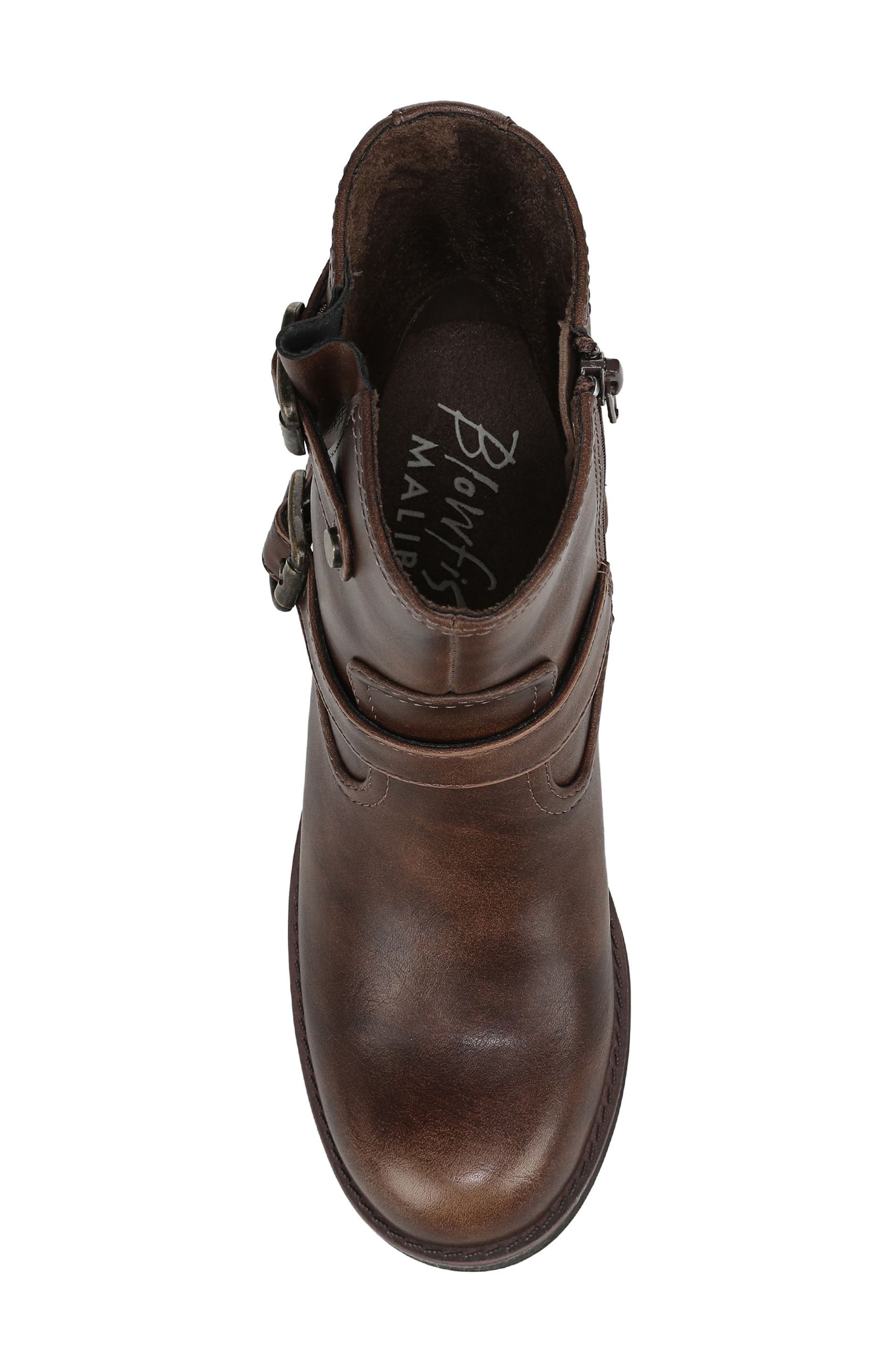 Blowfish Malibu Maeve Moto Block Heel Boot, Alternate, color, Whiskey Brown Faux Leather