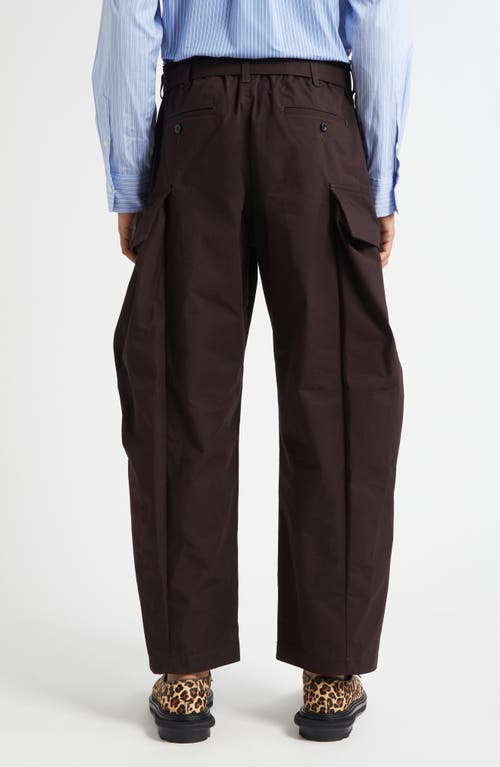 Sacai Belted Cotton & Nylon Ripstop Cargo Pants In Brown