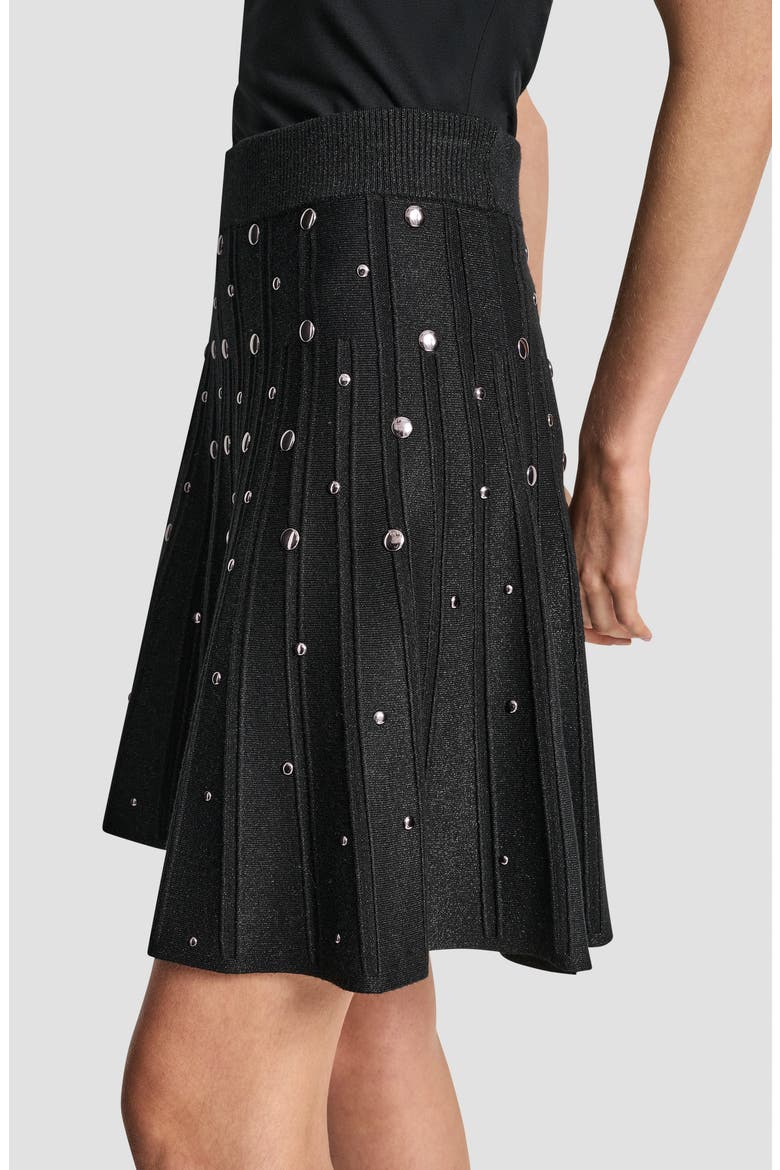 Studded Metallic Miniskirt, Alternate, color, BLACK