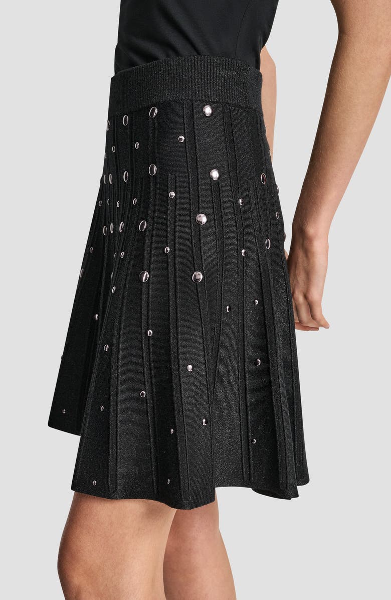 DKNY Studded Metallic Miniskirt, Alternate, color, Black