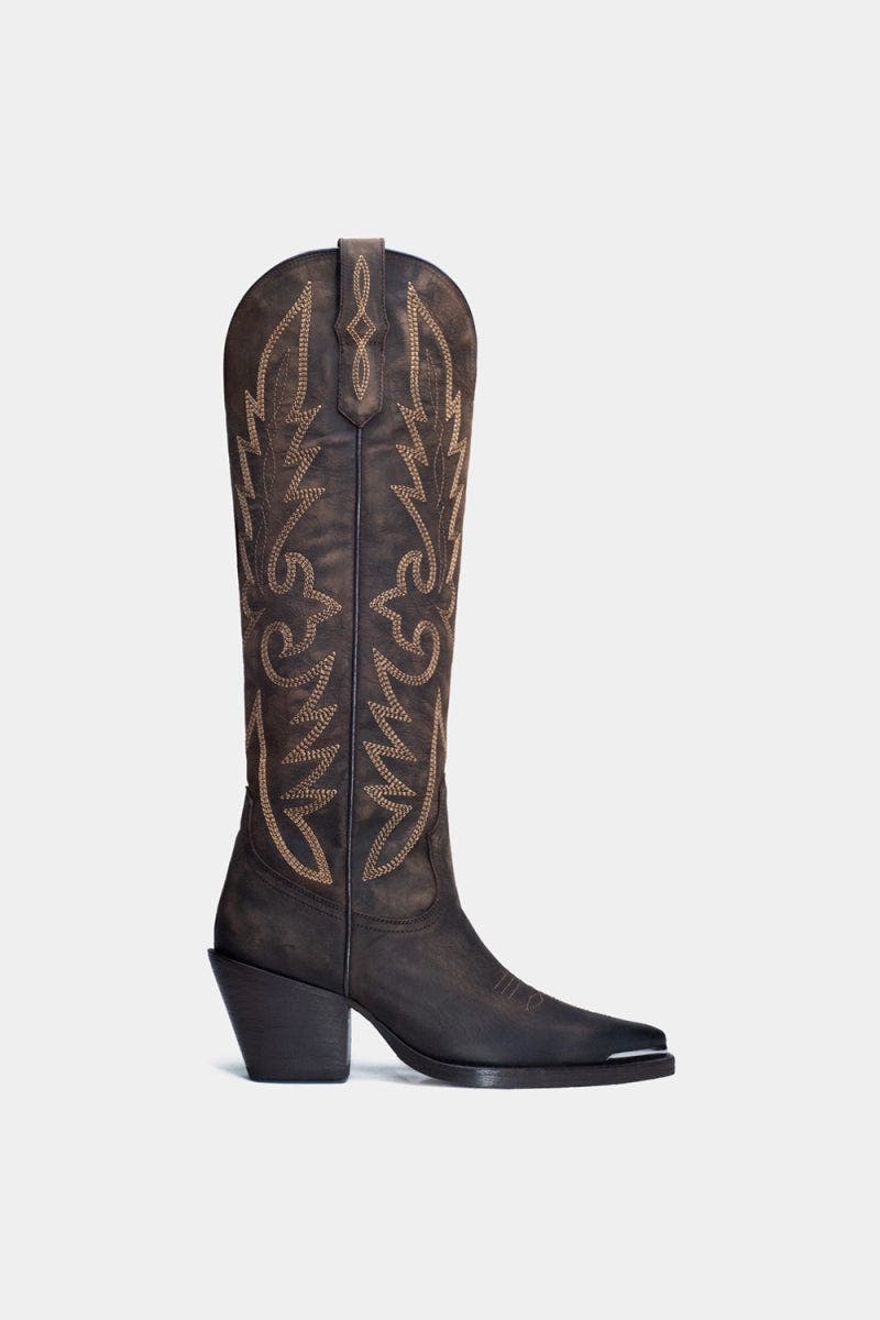 Women's Western Fashion Leather Boots Gilia, Alternate, color, Brown