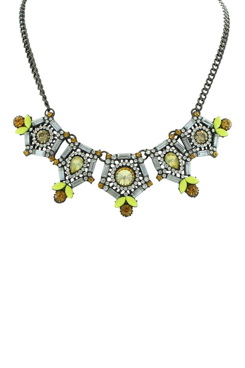 Zanina Bib Necklace, Main, color, GUNMETAL / MULTI