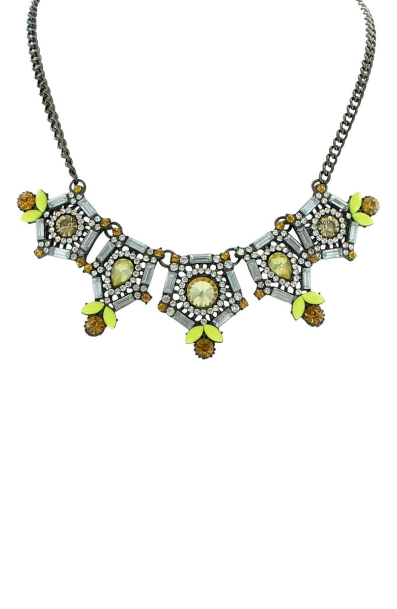 OLIVIA WELLES Zanina Bib Necklace, Main, color, Gunmetal / Multi