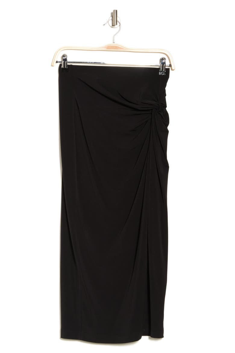 Ruched Solid Midi Skirt, Alternate, color, BLACK