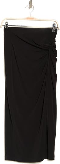Ruched Solid Midi Skirt
