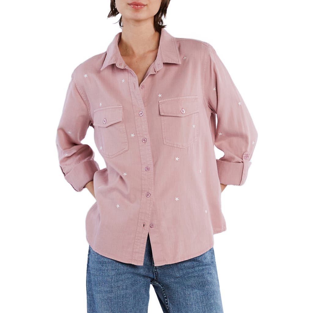 Billy T Pretty Stars Embroidered Button-up Shirt In Pale Mauve