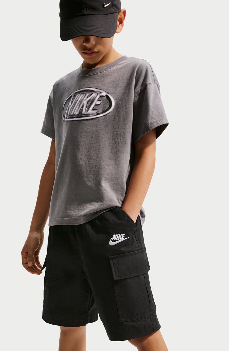 Nike Kids' Sportswear Club Woven Cargo Shorts, Alternate, color, Black/ White