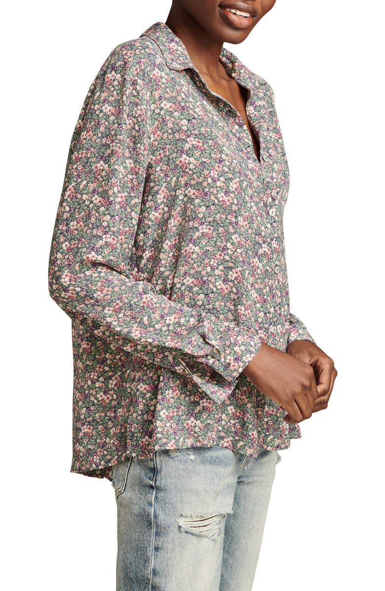 Lucky Brand Floral Pleat Back Button-Up Shirt, Alternate, color, 