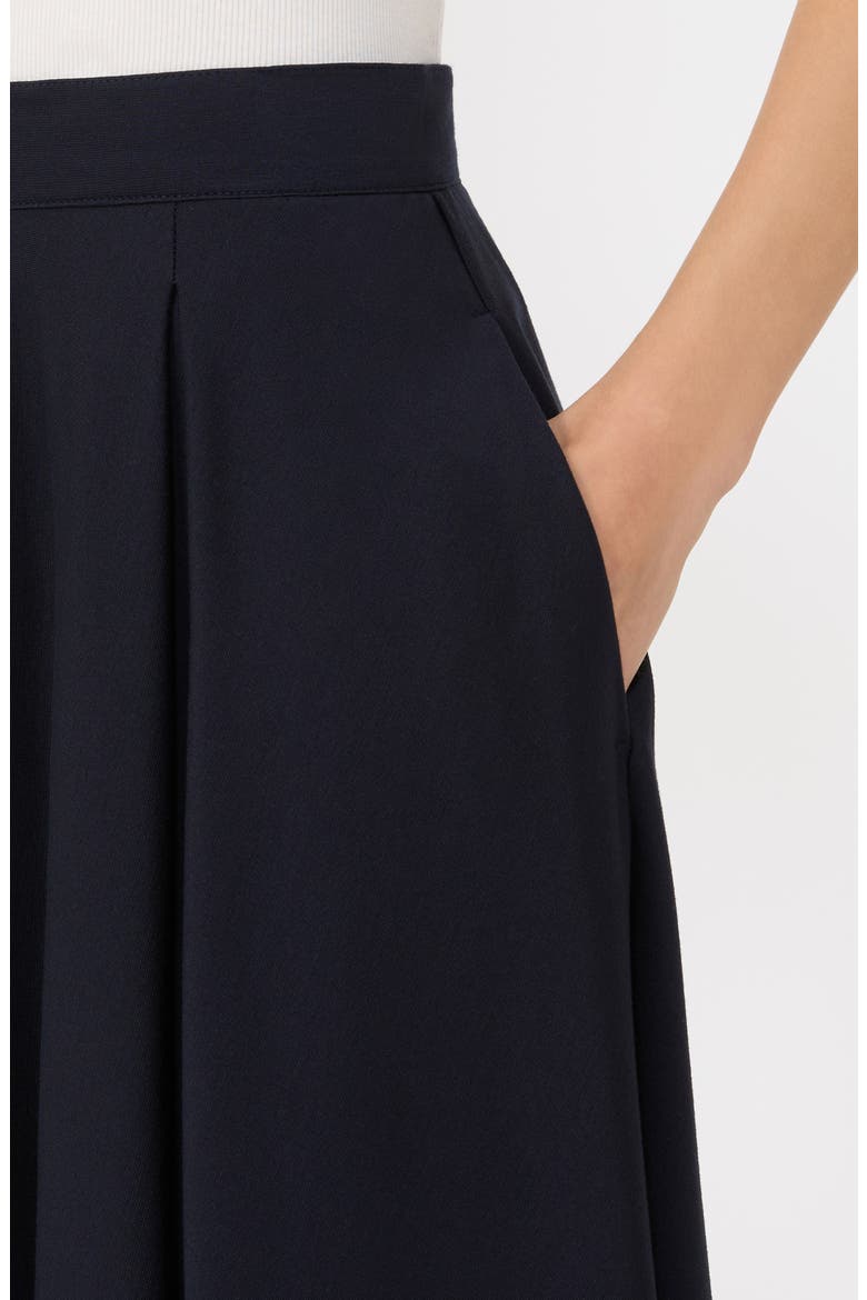 Aquila Pleated Jersey Midi Skirt, Alternate, color, NAVY