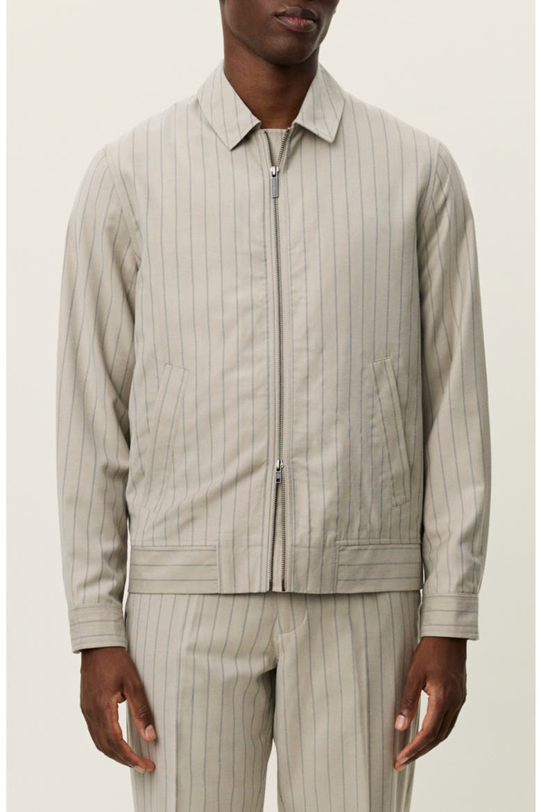 Como Pinstripe Coach Jacket, Main, color, DARK SAND