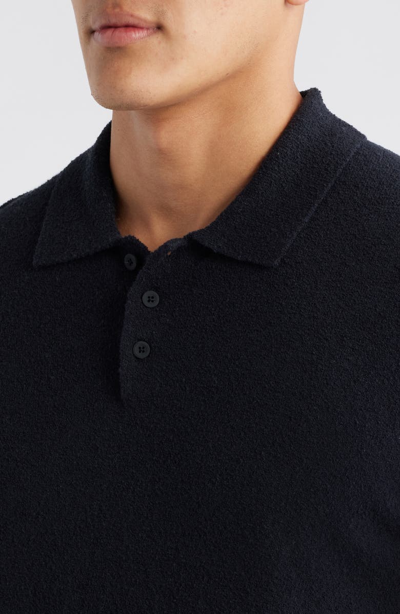 Nordstrom Short Sleeve Bouclé Polo Sweater, Alternate, color, Black Rock