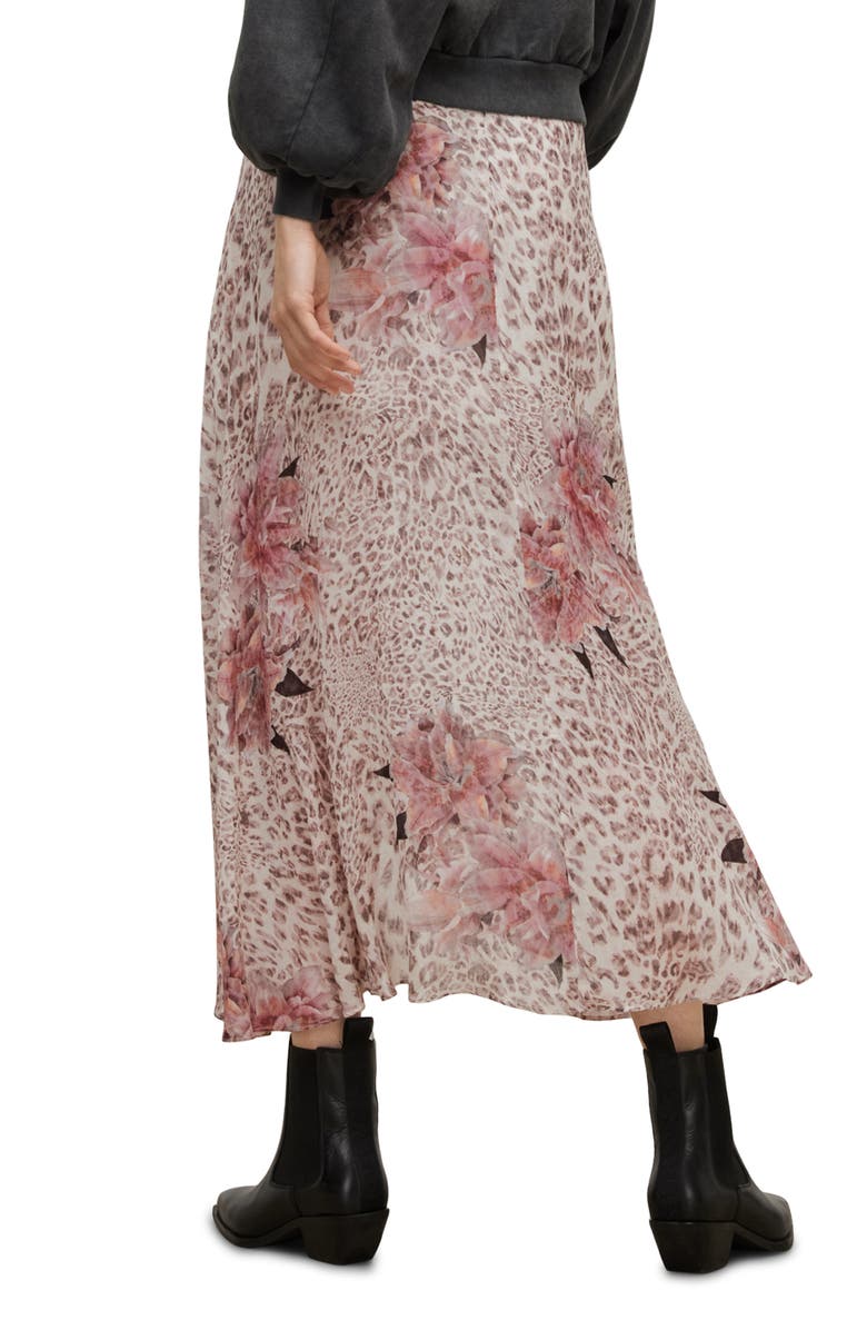 AllSaints Mixed Print High Low Skirt, Alternate, color, 