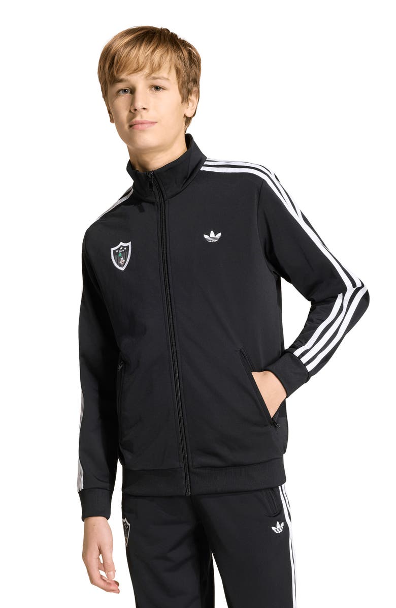 adidas Originals x Disney Kids' Firebird Track Jacket, Alternate, color, Black/ White