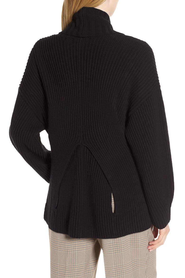 Rib Overlap Cardigan, Alternate, color, BLACK