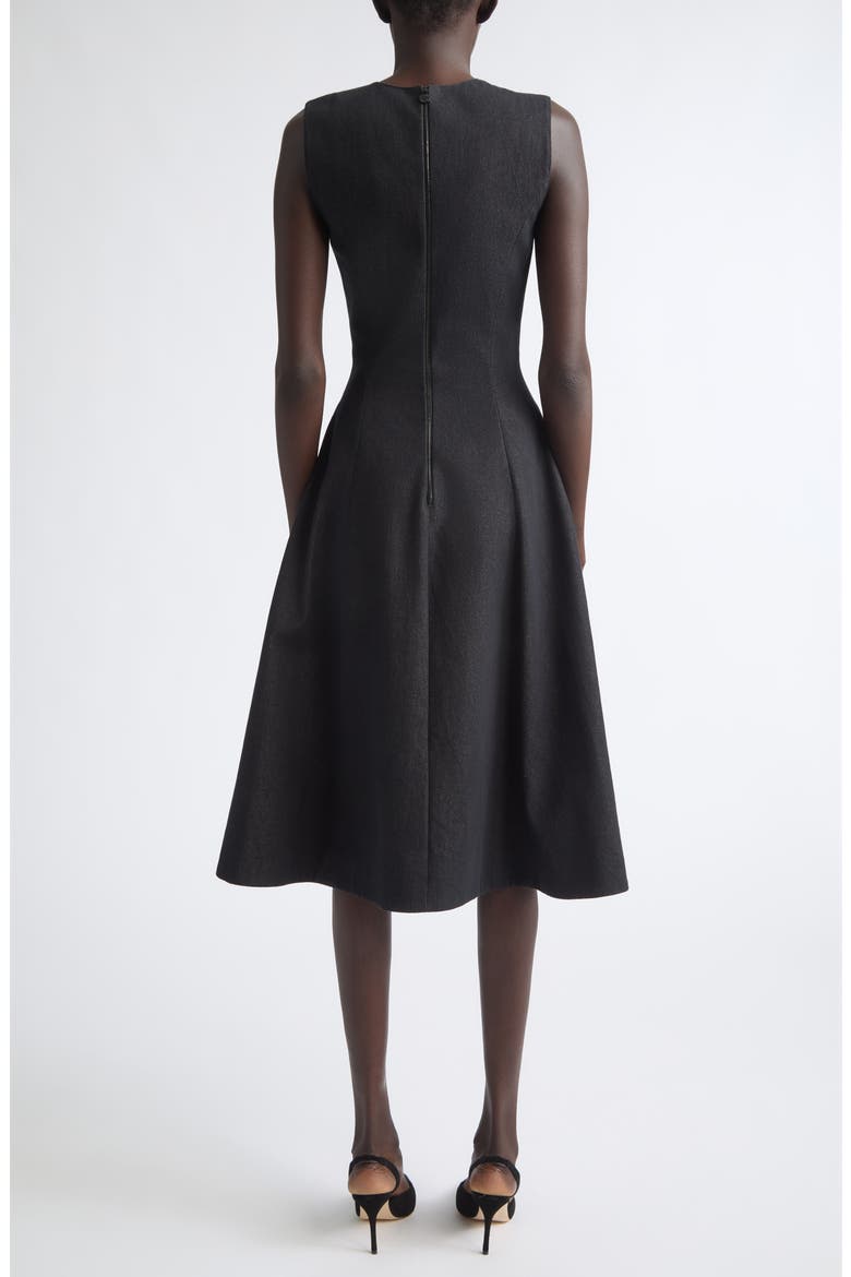 Guipure Lace Detail Sleeveless Denim Dress, Alternate, color, BLACK