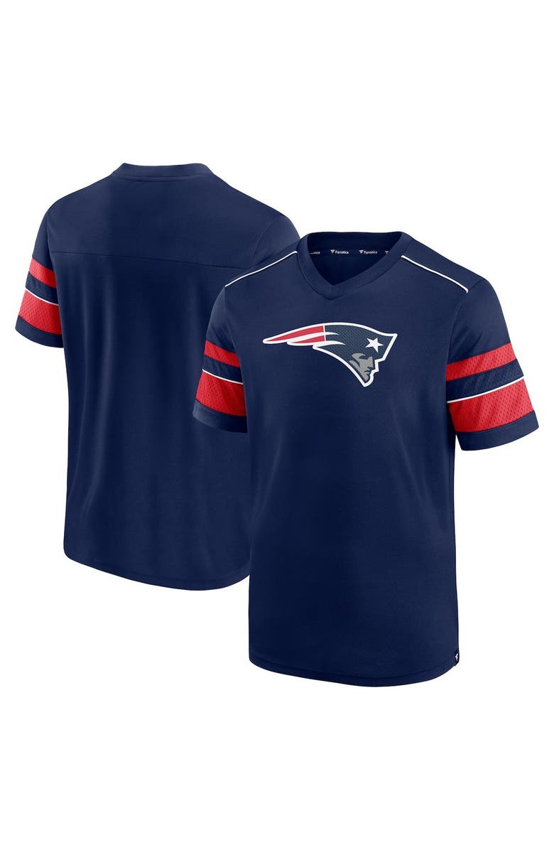 FANATICS Men's Fanatics Branded Navy New England Patriots Textured Hashmark V-Neck T-Shirt, Alternate, color, Navy
