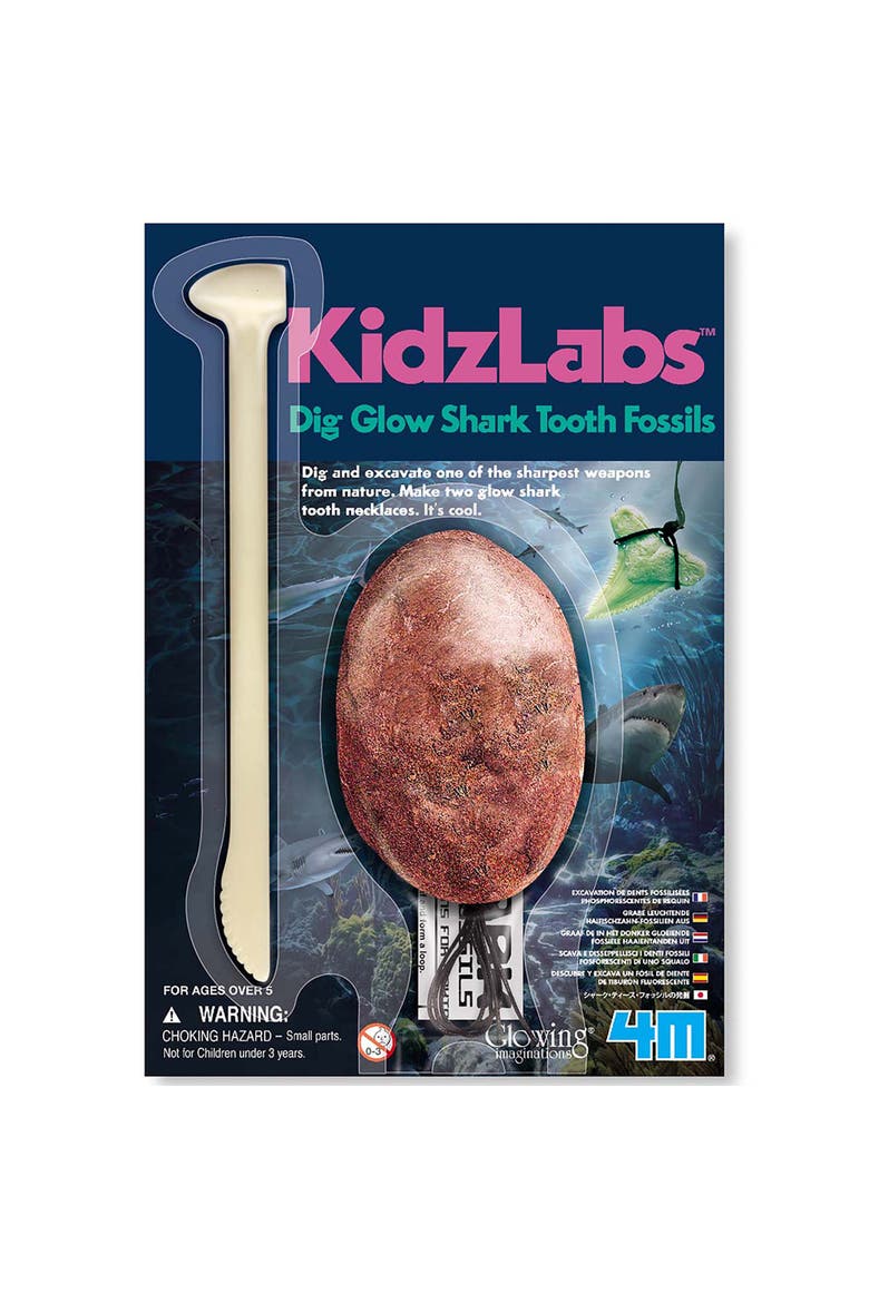 Kidzlabs Dig Glow Shark Teeth Excavation Kit, Make 2 Glow Necklaces, Main, color, Multicolored