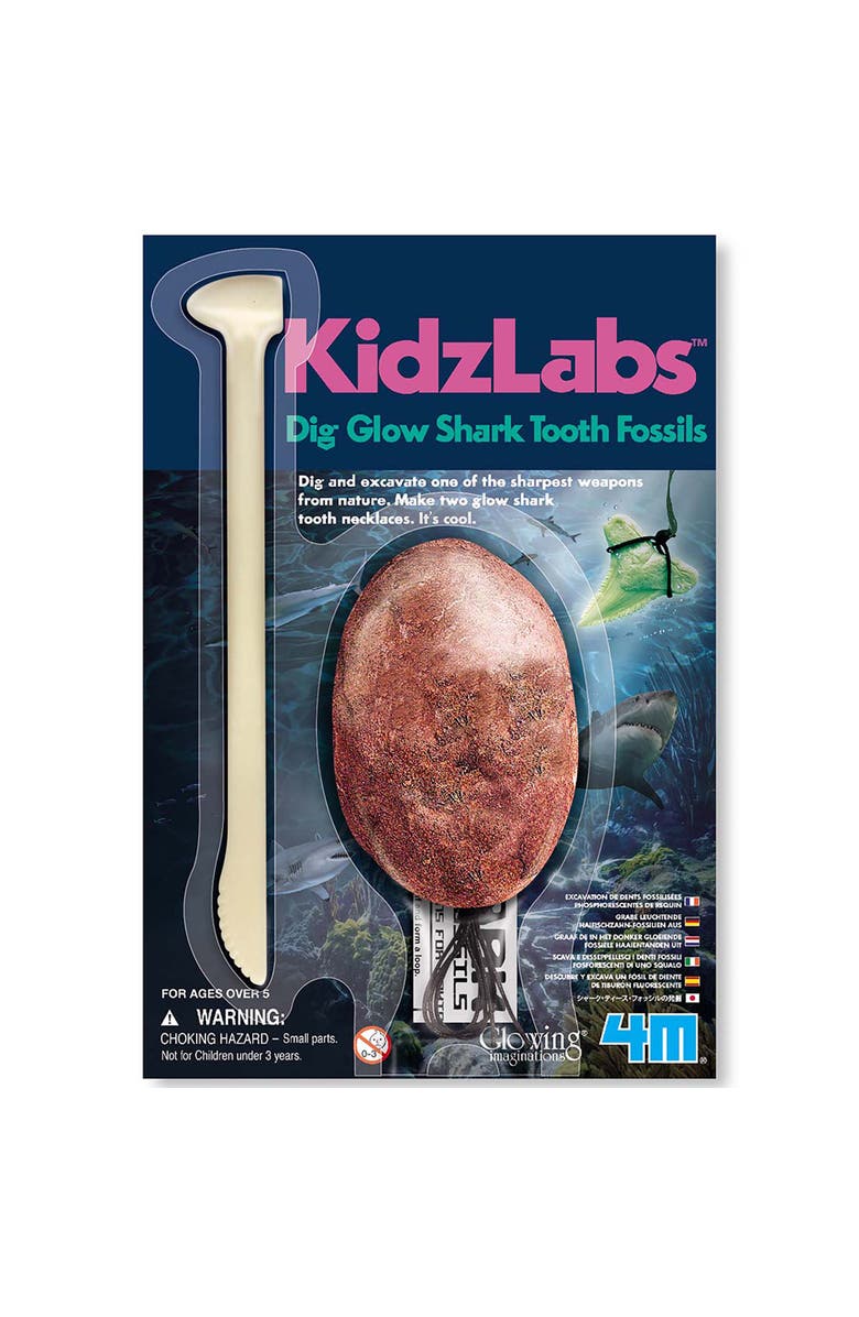 4M Kidzlabs Dig Glow Shark Teeth Excavation Kit, Make 2 Glow Necklaces, Main, color, Multicolored
