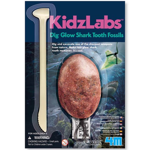 Kidzlabs Dig Glow Shark Teeth Excavation Kit, Make 2 Glow Necklaces