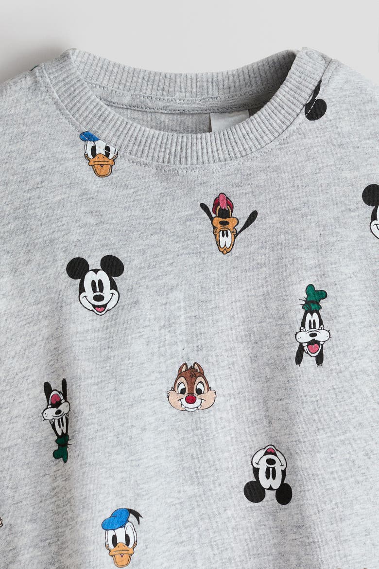 3-pack Printed Long-sleeved T-shirts, Alternate, color, Dusty blue/Mickey Mouse